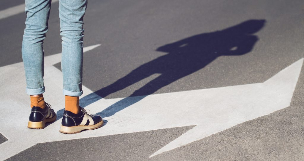 decorative image of woman choosing her path