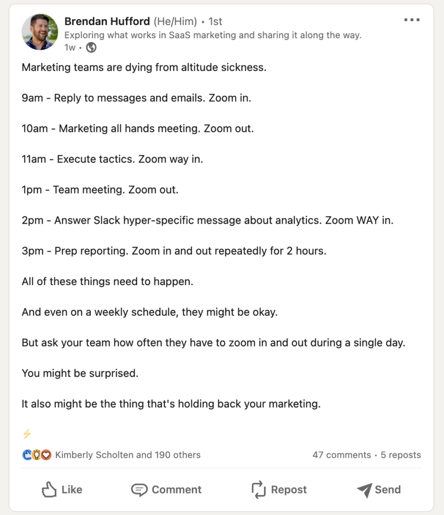 LinkedIn post example #2.