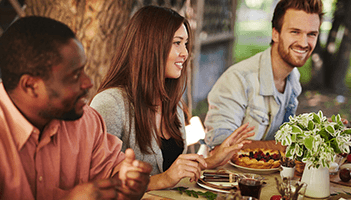 This is a picture of turkey dinner with a pull quote: Planning a meal menu is a whole lot like planning a marketing mix.