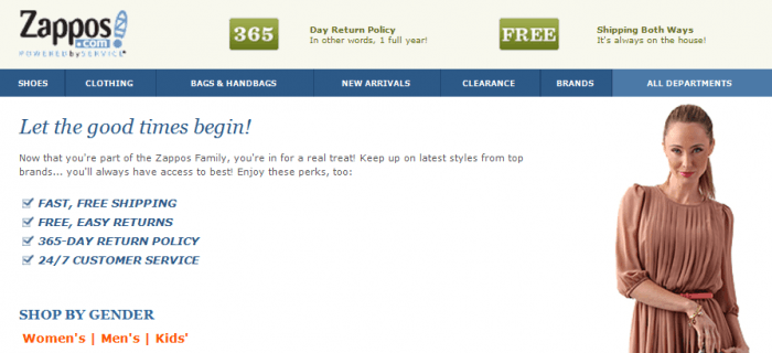 Zappos welcome