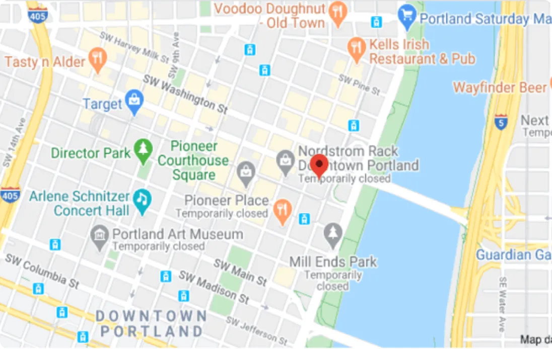 Map of Act-on's Portland location.